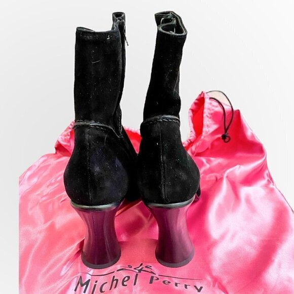 Vintage Michel Perry Black Suede Ankle booties size 38 EU - Picture 5 of 12